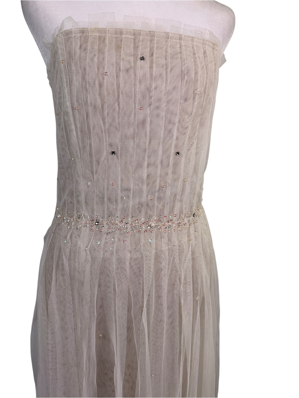 Dance In Paris Ivory Rhinestone Tulle Fairycore Midi Dress M - Picture 11 of 14
